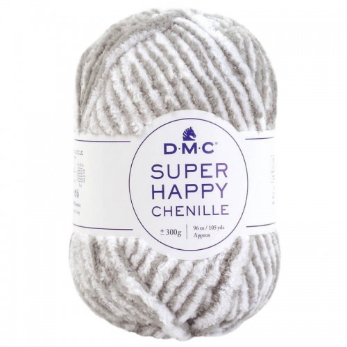 Νήμα Super Happy Chenille- 150 Γκρι/λευκό 