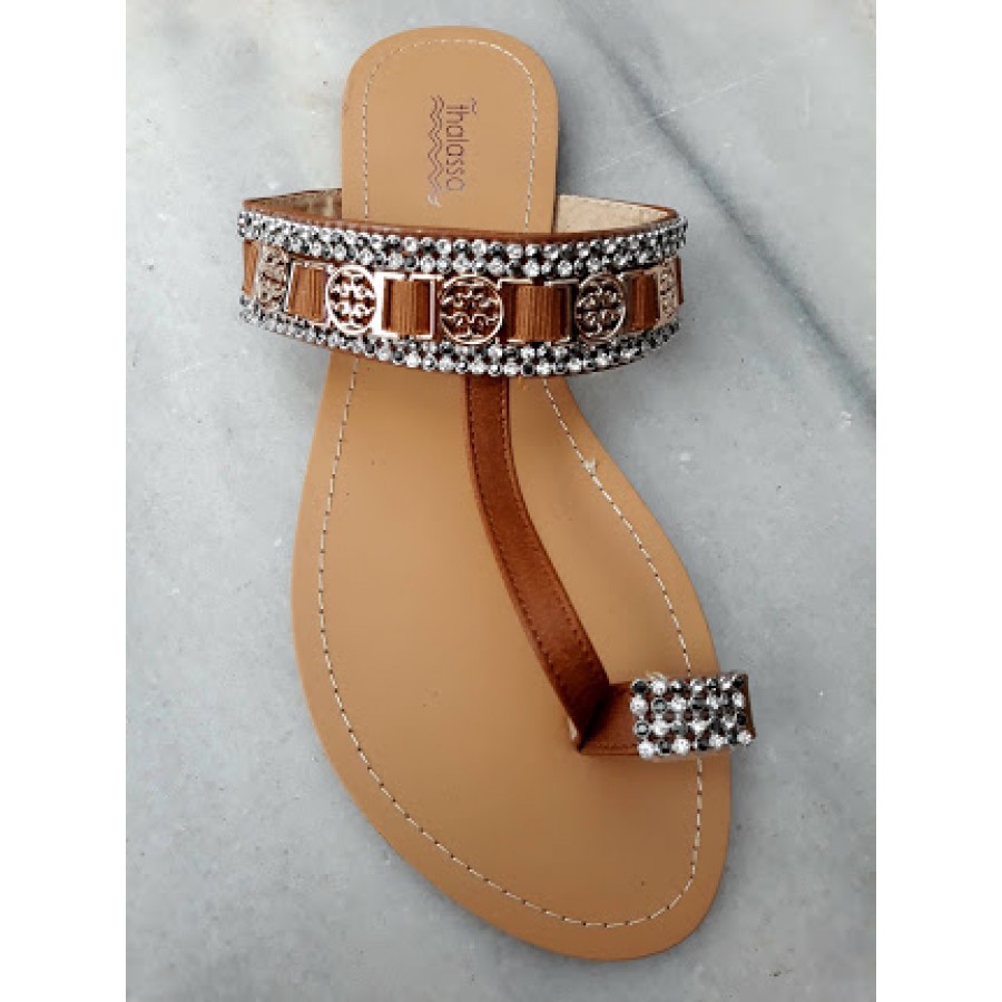Σανδάλι στρας Νο. 37 (Brown)