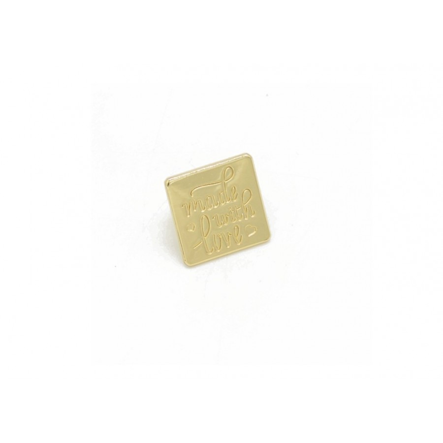 Ταμπέλα handmade with love 25X25mm - χρυσό 